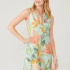 Serena Half-Zip Dress Queenie Tropical Floral Sea Foam