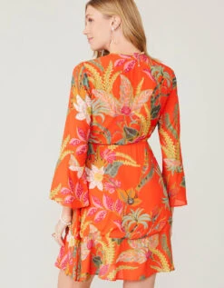 Rosalee Wrap Dress Queenie Tropical Floral Tomato -Spartina Store 377971c