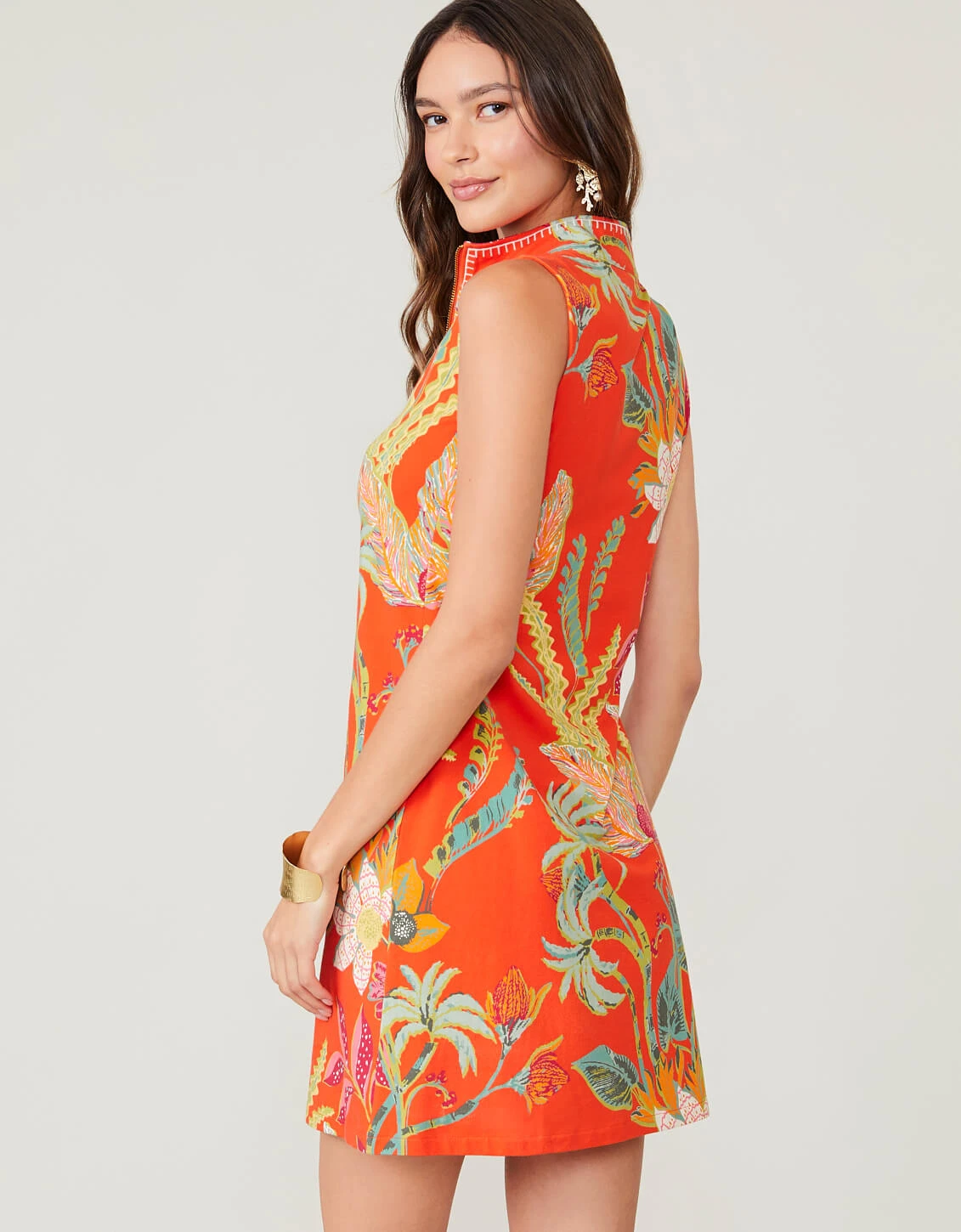 Serena Half-Zip Dress Queenie Tropical Floral Red 2 Serena Half-Zip Dress Queenie Tropical Floral Red - Image 2