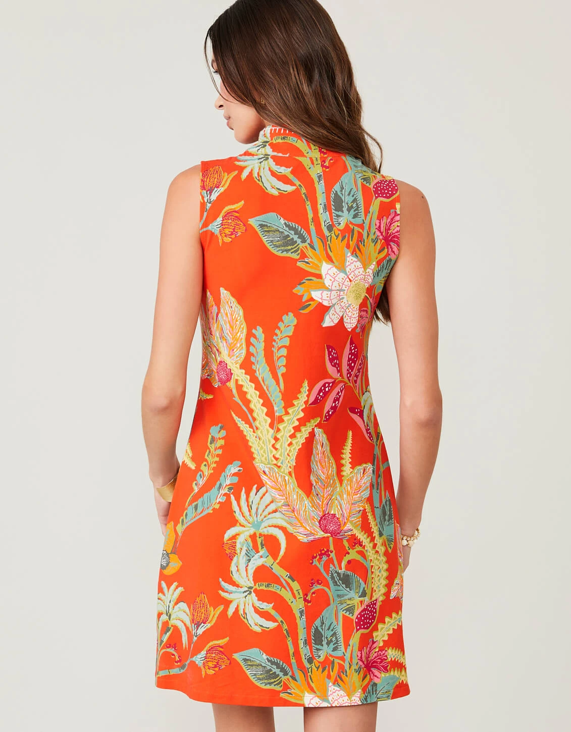 Serena Half-Zip Dress Queenie Tropical Floral Red 3 Serena Half-Zip Dress Queenie Tropical Floral Red - Image 3