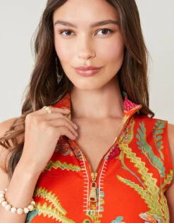 Serena Half-Zip Dress Queenie Tropical Floral Red 9 Serena Half-Zip Dress Queenie Tropical Floral Red -Spartina Store 378039e