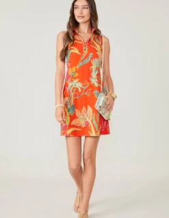 Serena Half-Zip Dress Queenie Tropical Floral Red 10 Serena Half-Zip Dress Queenie Tropical Floral Red -Spartina Store 378039h