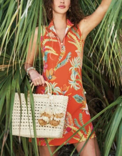 Serena Half-Zip Dress Queenie Tropical Floral Red 11 Serena Half-Zip Dress Queenie Tropical Floral Red -Spartina Store 378039m