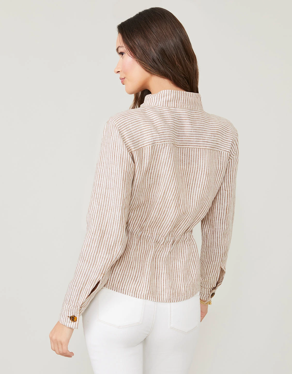 Dani Linen Jacket Toasted Coconut Stripe 4 Dani Linen Jacket Toasted Coconut Stripe - Image 4