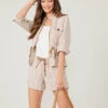 Dani Linen Jacket Toasted Coconut Stripe