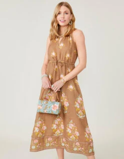 Loretta Halter Midi Dress Jane Jardinere Embroidery -Spartina Store 379081