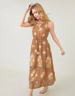 Loretta Halter Midi Dress Jane Jardinere Embroidery -Spartina Store 379081g