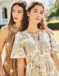 Loretta Halter Midi Dress Jane Jardinere Embroidery -Spartina Store 379081m