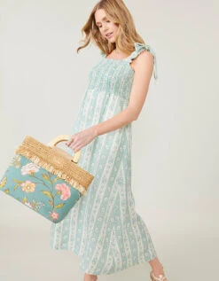 Saylor Resort Midi Dress Jane Floral Stripe -Spartina Store 379500e