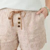 Winnie Linen Short Toasted Coconut Stripe