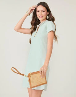 Short Sleeve Serena Pique Dress Sky Teal -Spartina Store 380162d