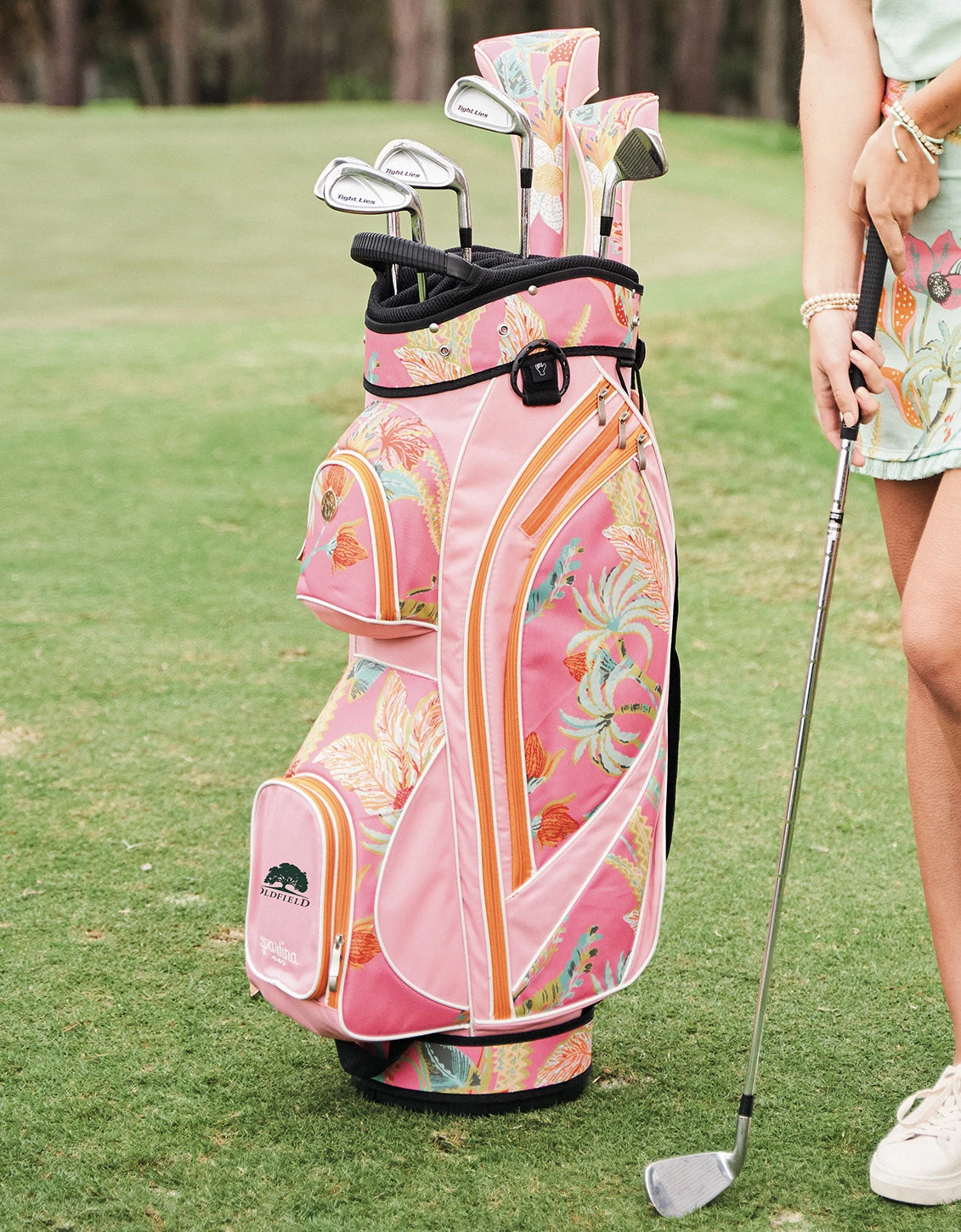 Golf Cart Bag Queenie Tropical Floral Pink 4 Golf Cart Bag Queenie Tropical Floral Pink - Image 4