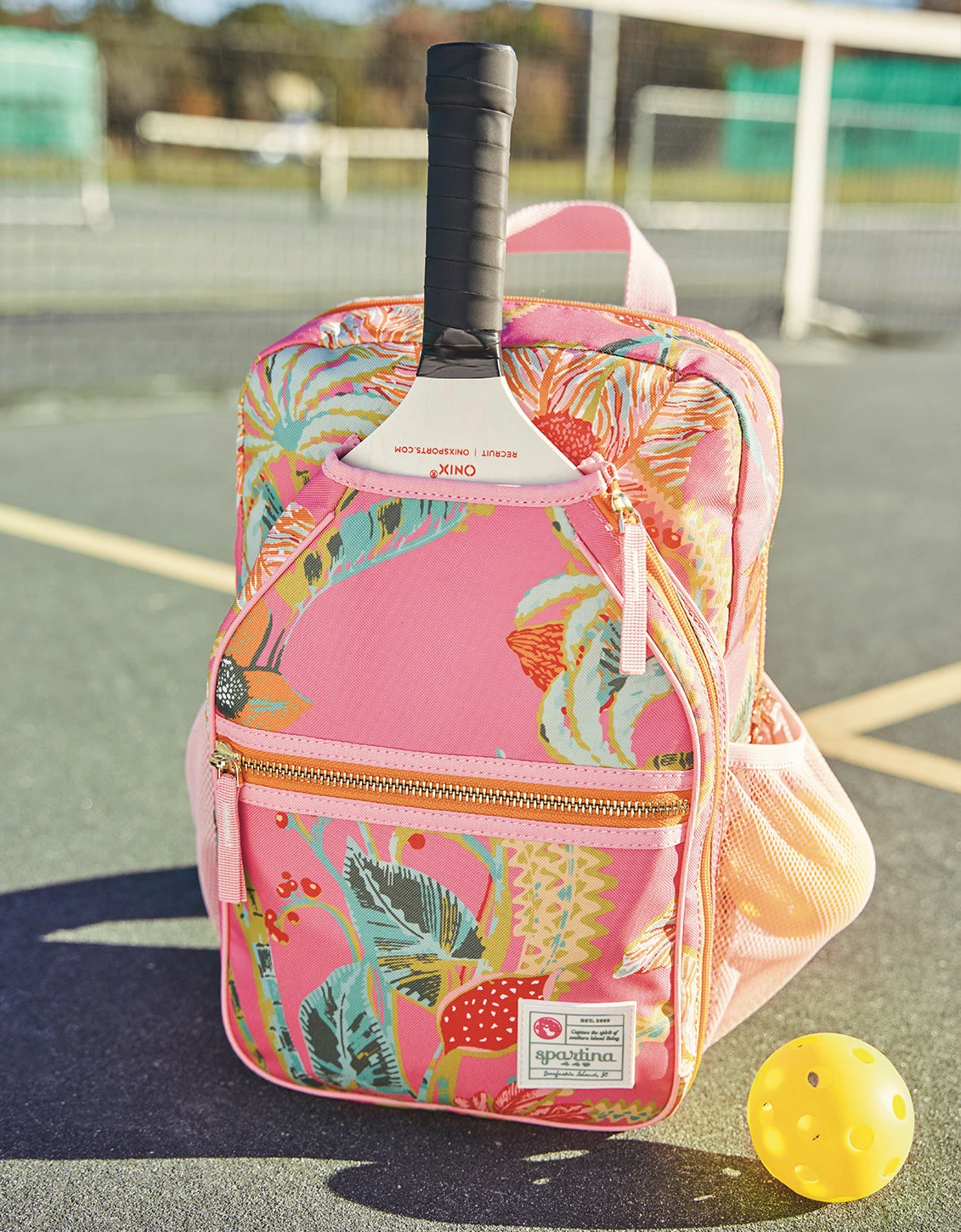 Pickleball Backpack LW Queenie Tropical Floral Pink 2 Pickleball Backpack LW Queenie Tropical Floral Pink - Image 2