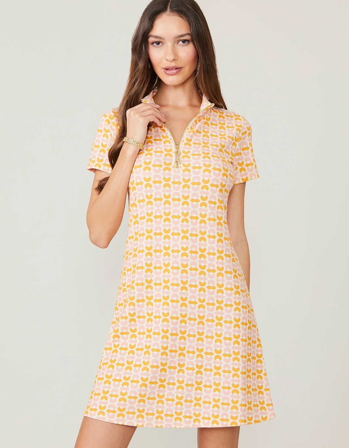 Short Sleeve Serena Pique Dress Ollie Geo 2 Short Sleeve Serena Pique Dress Ollie Geo - Image 2