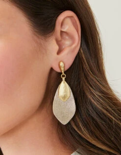 Leather Petal Earrings -Spartina Store 381350m b0ddc3dc a55e 47c7 9c89 2ba398145825