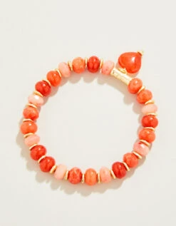 Stone Stretch Bracelet 8mm Red/Heart