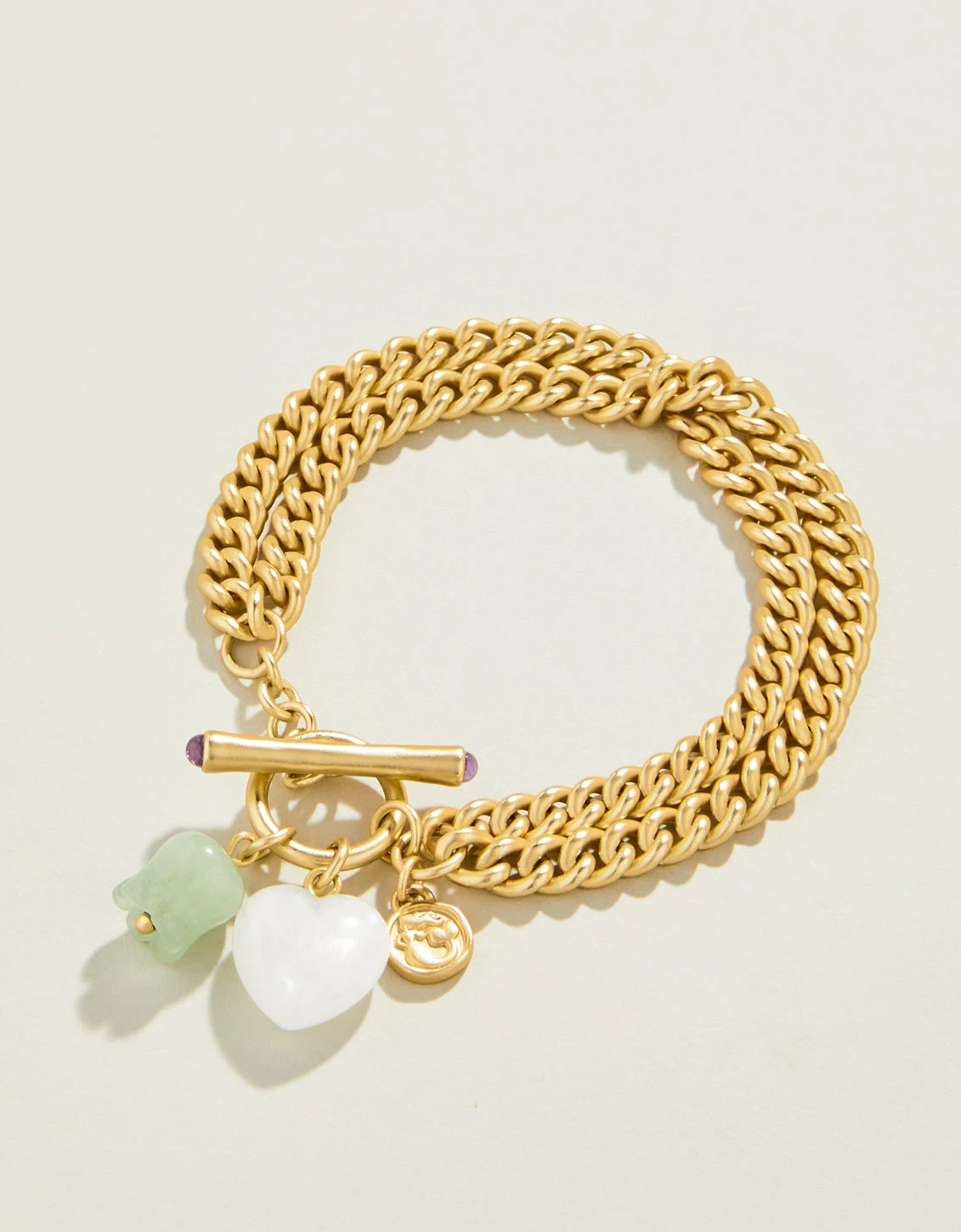 Moonstone Heart Toggle Bracelet Gold 1 Moonstone Heart Toggle Bracelet Gold