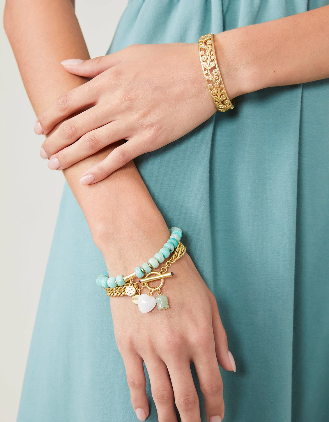 Moonstone Heart Toggle Bracelet Gold 2 Moonstone Heart Toggle Bracelet Gold - Image 2