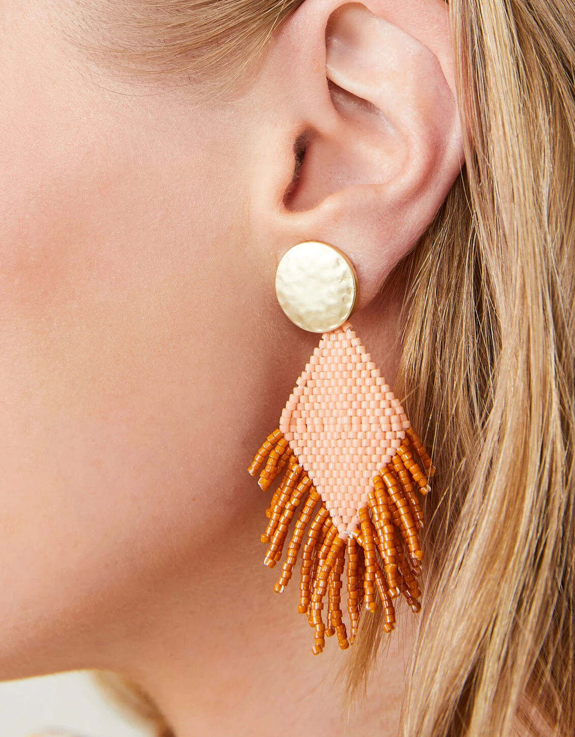 Bitty Bead Earrings Pink/Orange 3 Bitty Bead Earrings Pink/Orange - Image 3