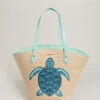 Straw Beach Tote Sea Turtle