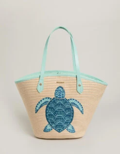 Straw Beach Tote Sea Turtle