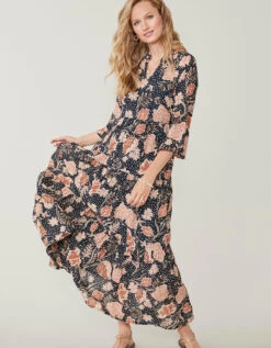 Maisie Midi Dress 1859 Lighthouse Starry Floral Slate -Spartina Store 382241b