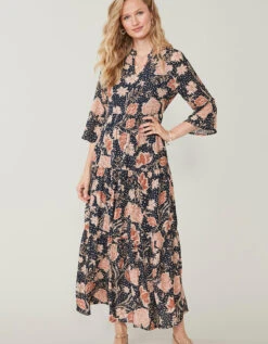 Maisie Midi Dress 1859 Lighthouse Starry Floral Slate -Spartina Store 382241c
