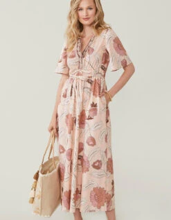 Meghan Midi Dress 1859 Lighthouse Floral Stitch -Spartina Store 382968b