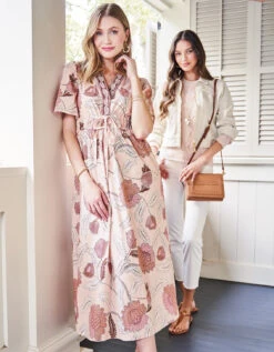 Meghan Midi Dress 1859 Lighthouse Floral Stitch -Spartina Store 382968r