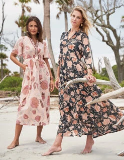 Meghan Midi Dress 1859 Lighthouse Floral Stitch -Spartina Store 382968s