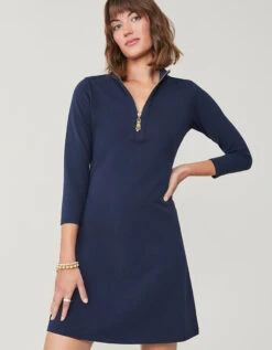 Nora Half-Zip Dress Slate Blue
