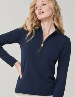 Nora Half-Zip Top Slate Blue