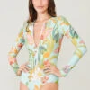 Cover X Spartina Long-Sleeved Swimsuit Sea Foam