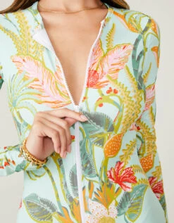 Cover X Spartina Long-Sleeved Swimsuit Sea Foam -Spartina Store 383736g