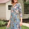 Alisa Wrap Dress Maritime Forest Wildflowers Mist