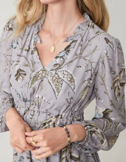 Adrianna Midi Dress Maritime Forest Chintz Gray -Spartina Store 384214c