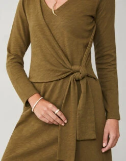 Deanna Wrap Dress Olive 7 Deanna Wrap Dress Olive -Spartina Store 384399c