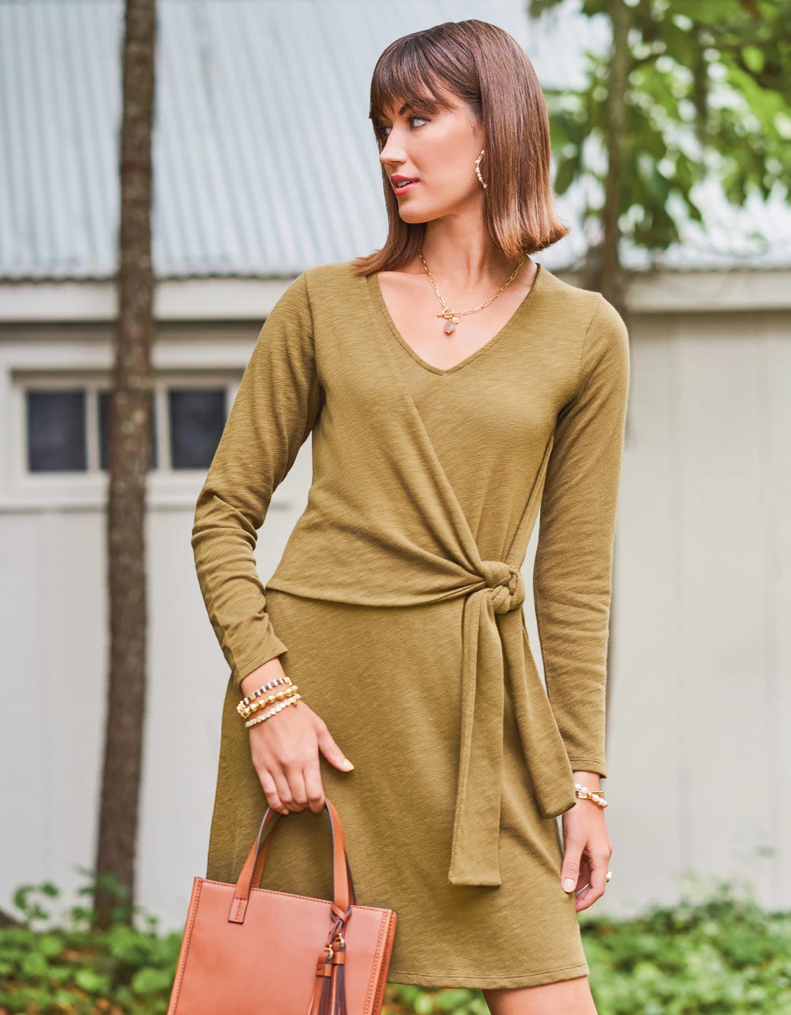 Deanna Wrap Dress Olive 5 Deanna Wrap Dress Olive - Image 5