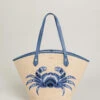 Straw Beach Tote Blue Crab