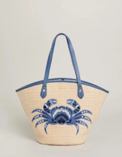Straw Beach Tote Blue Crab