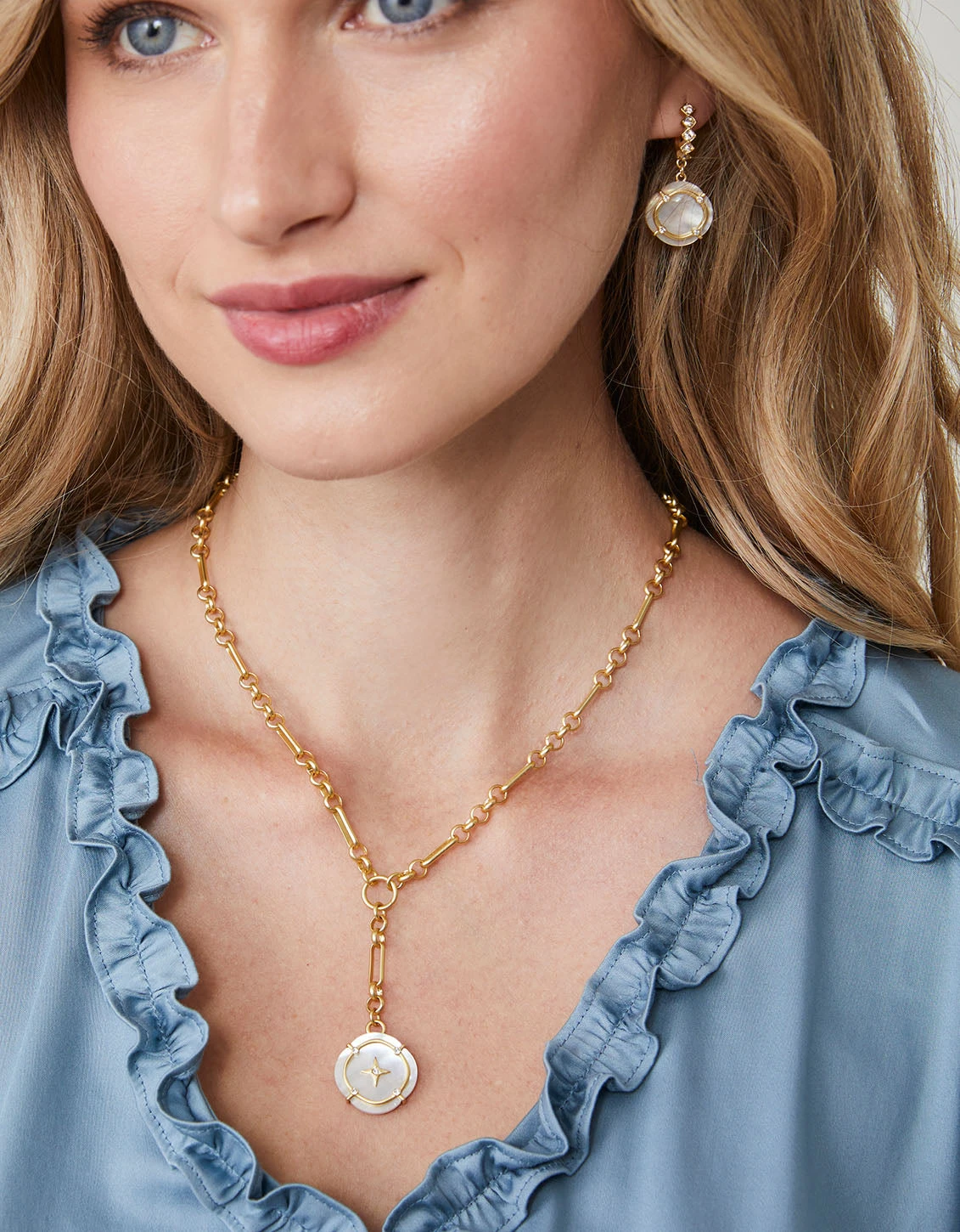 Orla Round Drop Earrings 2 Orla Round Drop Earrings - Image 2