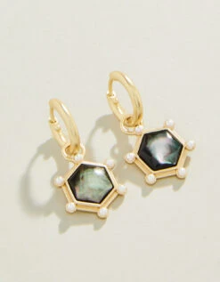 Hexa Convertible Hoop Earrings Grey Mother-of-Pearl