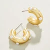 Chubby Hoop Earrings Pearl