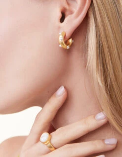 Chubby Hoop Earrings Pearl -Spartina Store 386430n