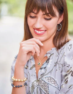 Annabelle Beaded Hoop Earrings Grey Pearl -Spartina Store 386461m