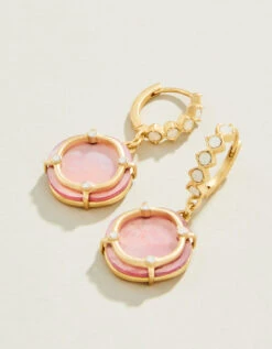 Orla Round Drop Earrings Pink Mother-of-Pearl