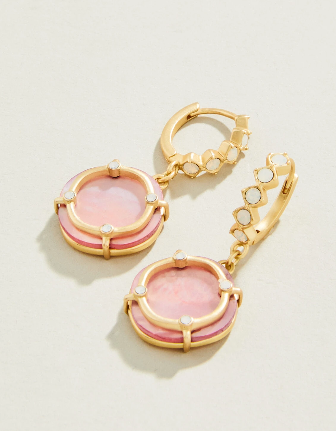 Orla Round Drop Earrings Pink Mother-of-Pearl 1 Orla Round Drop Earrings Pink Mother-of-Pearl