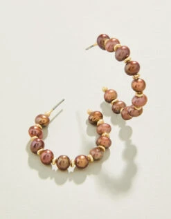 Annabelle Beaded Hoop Earrings Bronze Pearl