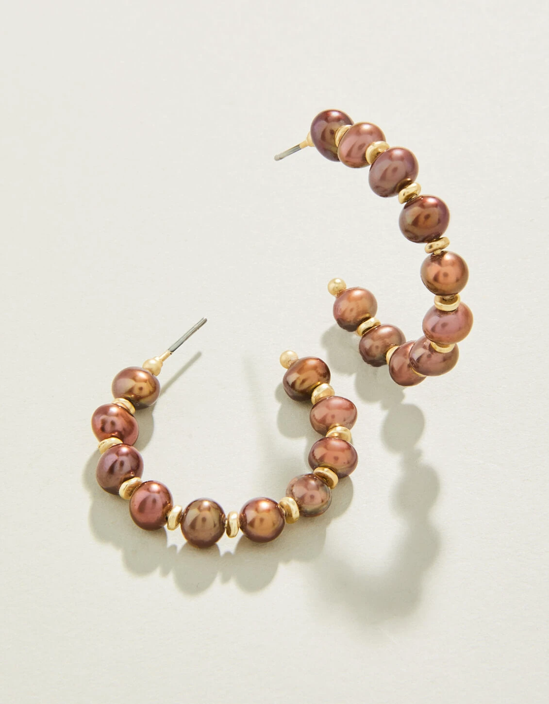 Annabelle Beaded Hoop Earrings Bronze Pearl 1 Annabelle Beaded Hoop Earrings Bronze Pearl