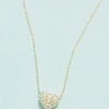 Sparkling Heart Necklace White Opal 17"